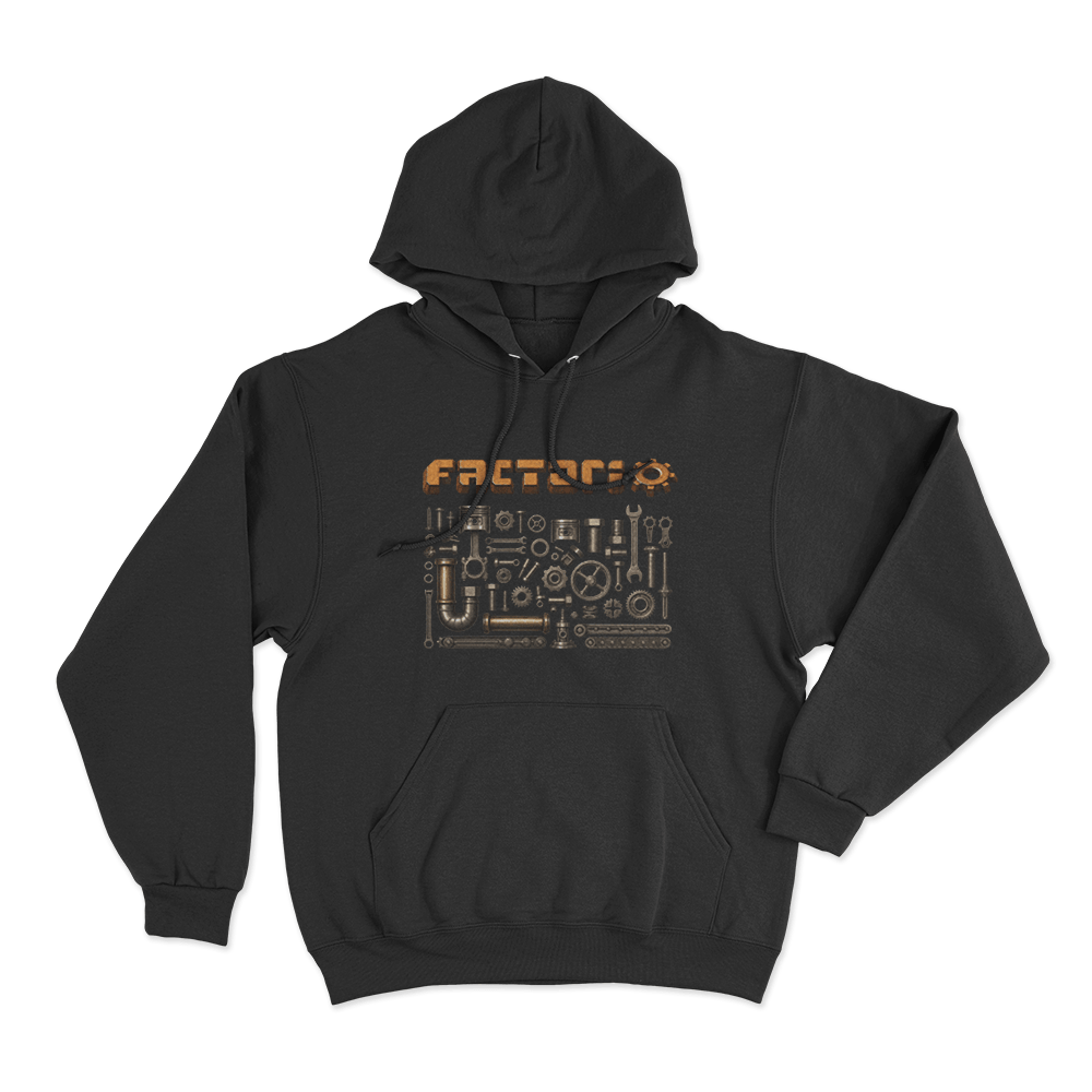 Factorio Factory Parts Unisex Hoodie Black Factorio Factory Parts Unisex Hoodie Black